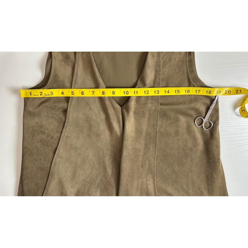 BCBGMAXAZRIA Womens Brown Faux Suede Longline Asymmetrical Lined Dress - Picture 3 of 10